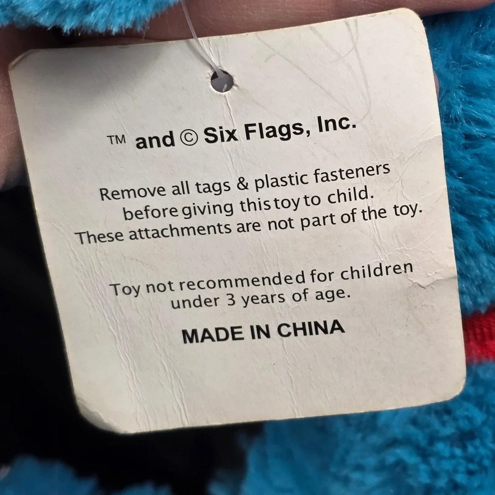 Six Flags Blue Plush Dog RARE Stuffed Animal‎ Winner Prize Souvenir Toy 12